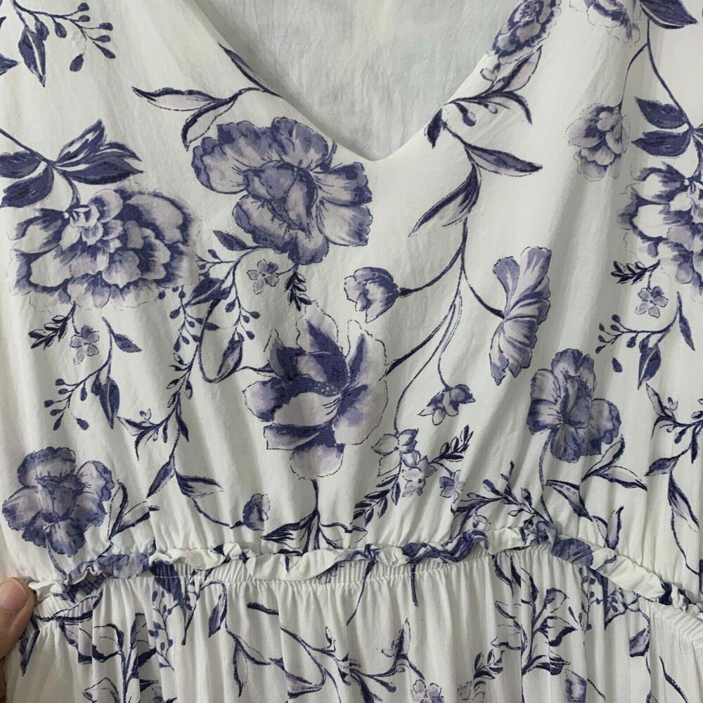 Women's Cynthia Rowley Floral Blue White MIDI Dress Size S Cottagecore Garden - Picture 8 of 10